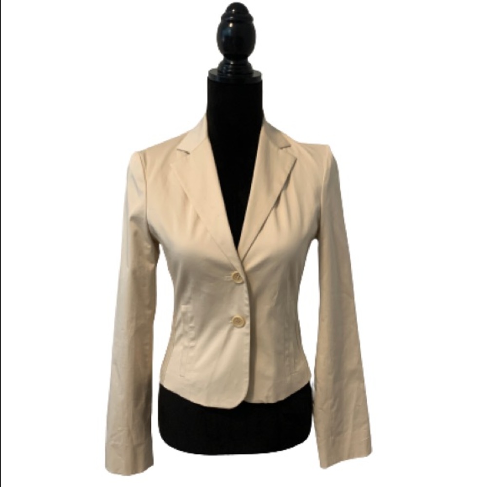 BCBG MAXAZRIA Cream Rouched Panel Jacket Size XS